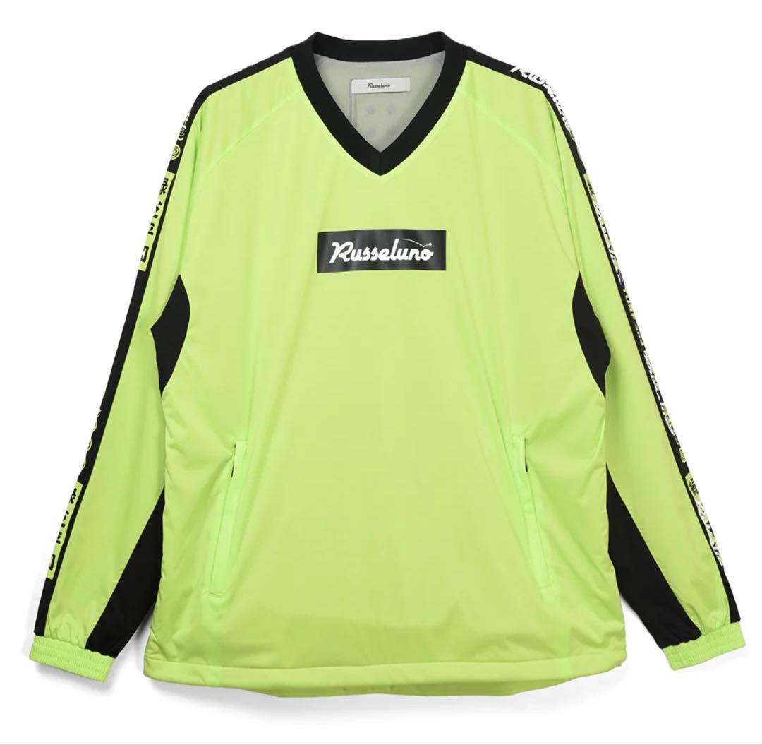 Kusseluno 蛍光グリーン Vネック トレーナー