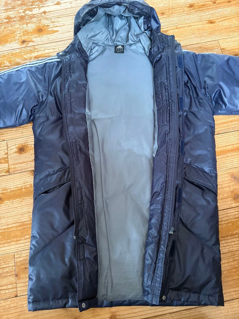 アディダス ベンチコート ロング M ネイビー フェザー45% 防寒