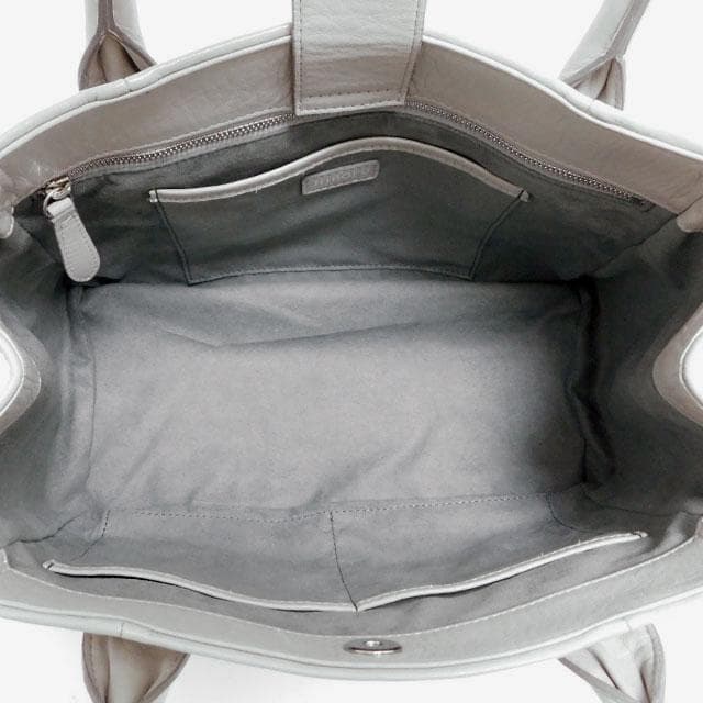 美品 HIROFU ヒロフ トートバッグ ハンドバッグ レザー グレー系 日本製