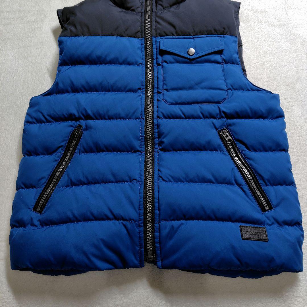 美品　コーチ　ダウンベスト　バイカラー　切り替え　ラムレザー　F86510