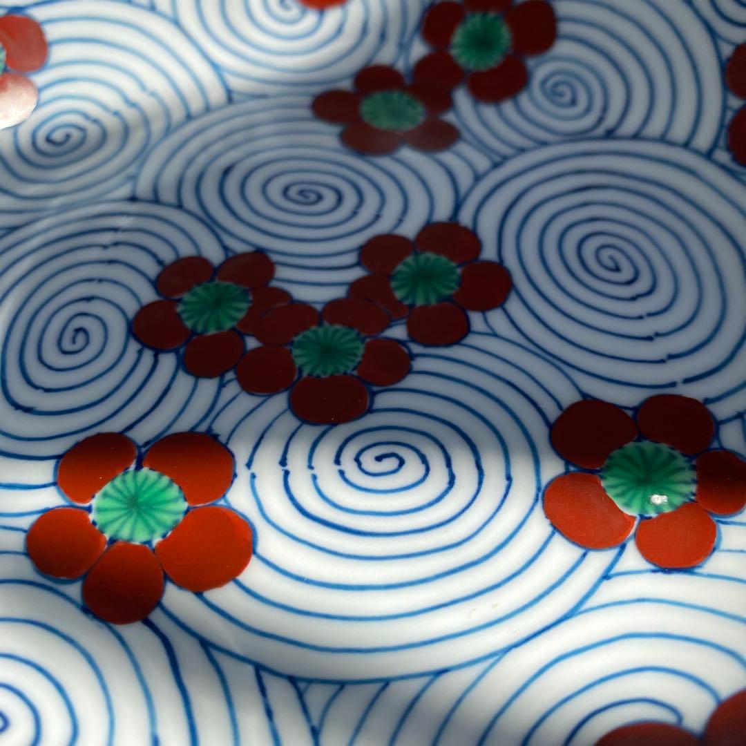 館林喜助　染錦渦梅向付　赤濃梅小鉢　5枚　美品