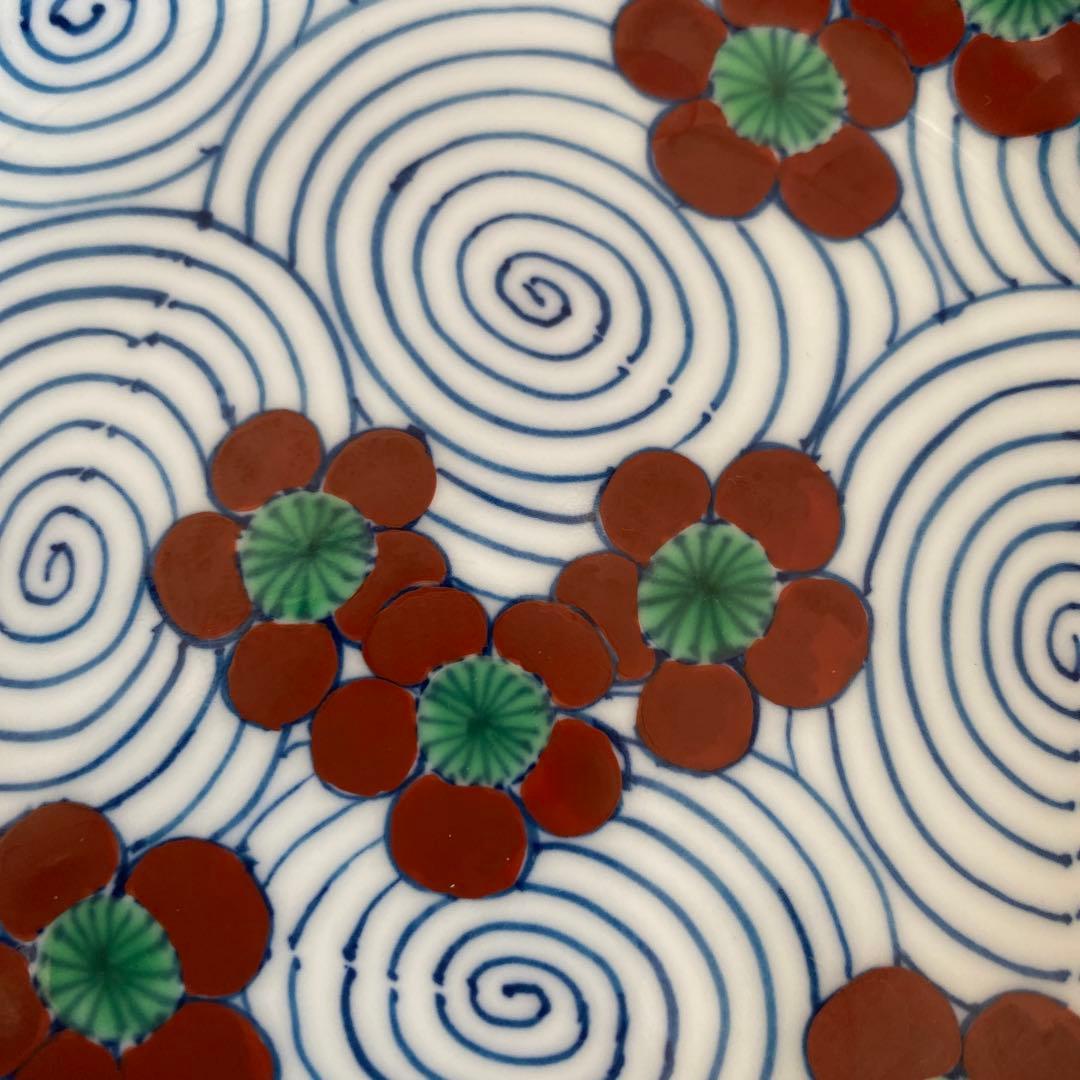 館林喜助　染錦渦梅向付　赤濃梅小鉢　5枚　美品