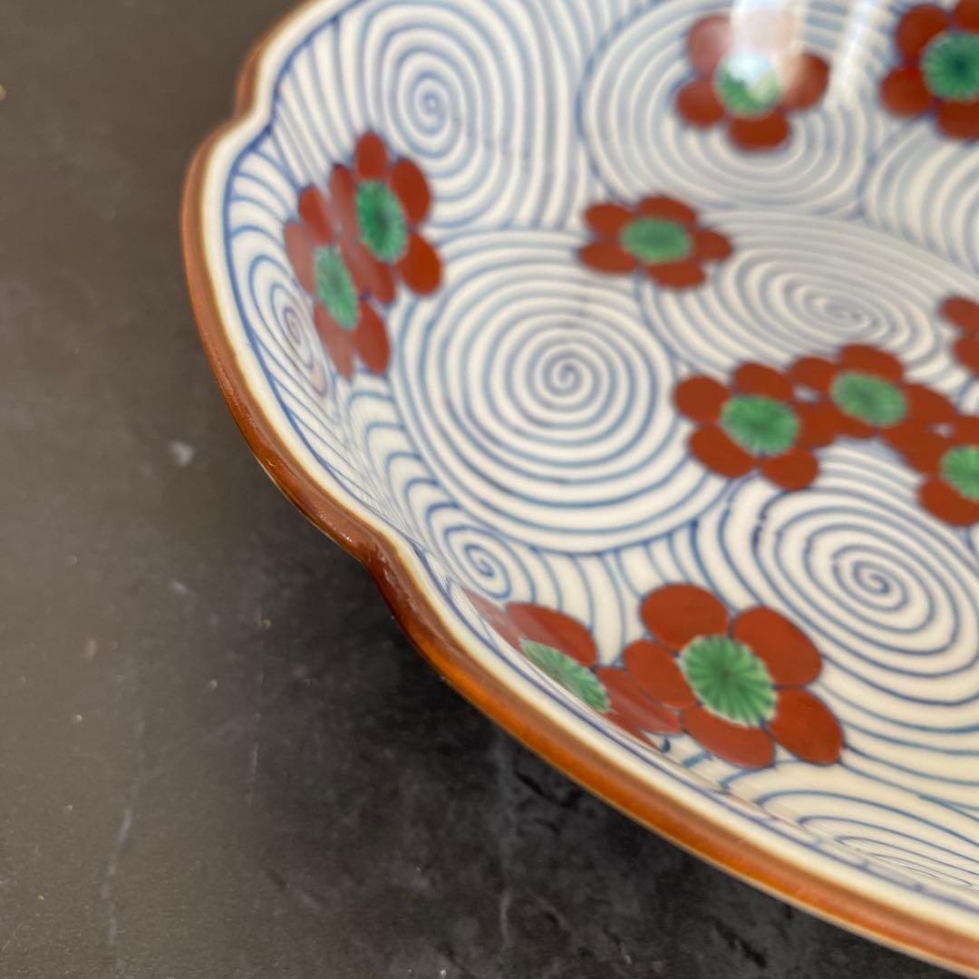 館林喜助　染錦渦梅向付　赤濃梅小鉢　5枚　美品