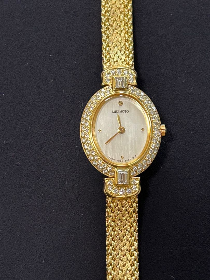 みわ　MIKIMOTOダイヤモンド装飾 18K無垢腕時計