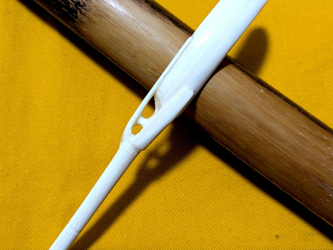 【閉店売り尽し】手彫茶杓　笹之葉型短寸（箱入仕覆寸）