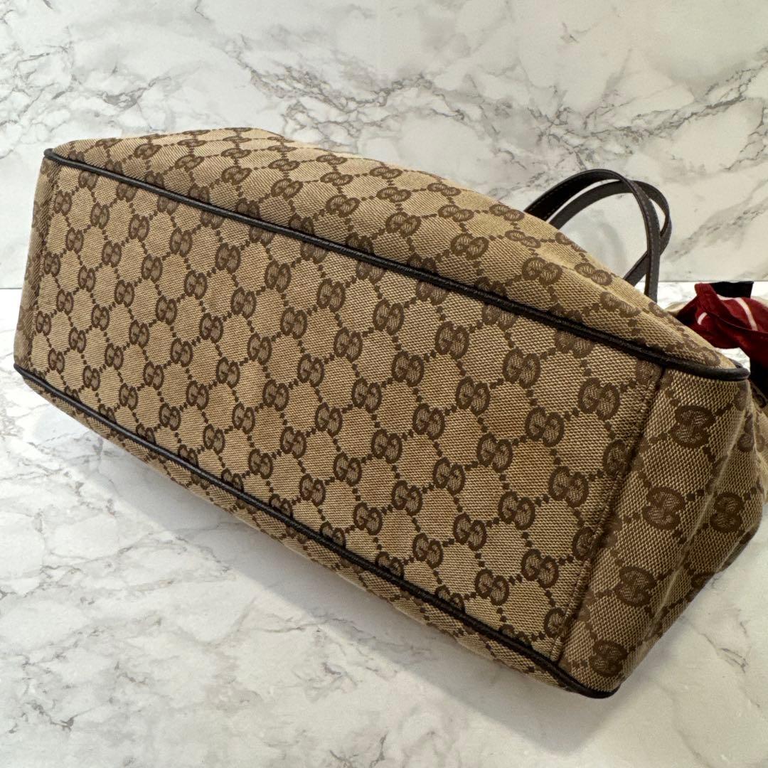 GUCCI グッチ スカーフ GG柄ジャガード×本革 レザー トートバッグ