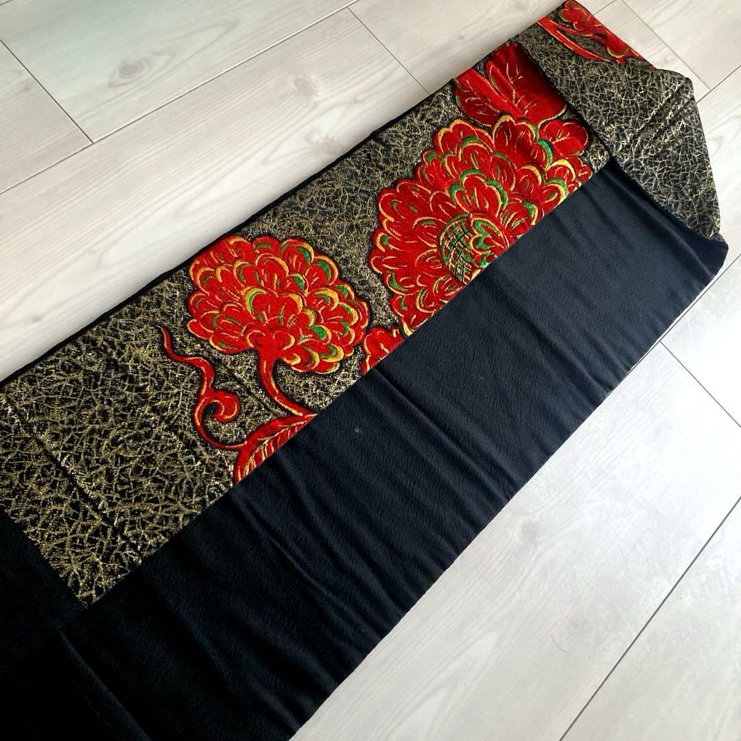 アンティーク名古屋帯　大正ロマン　大輪花模様　織り出し　上質　正絹2-25