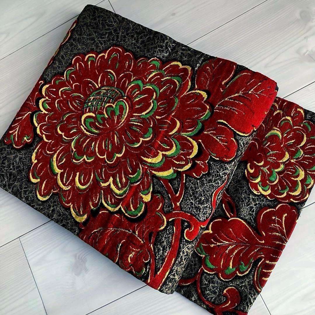 アンティーク名古屋帯　大正ロマン　大輪花模様　織り出し　上質　正絹2-25