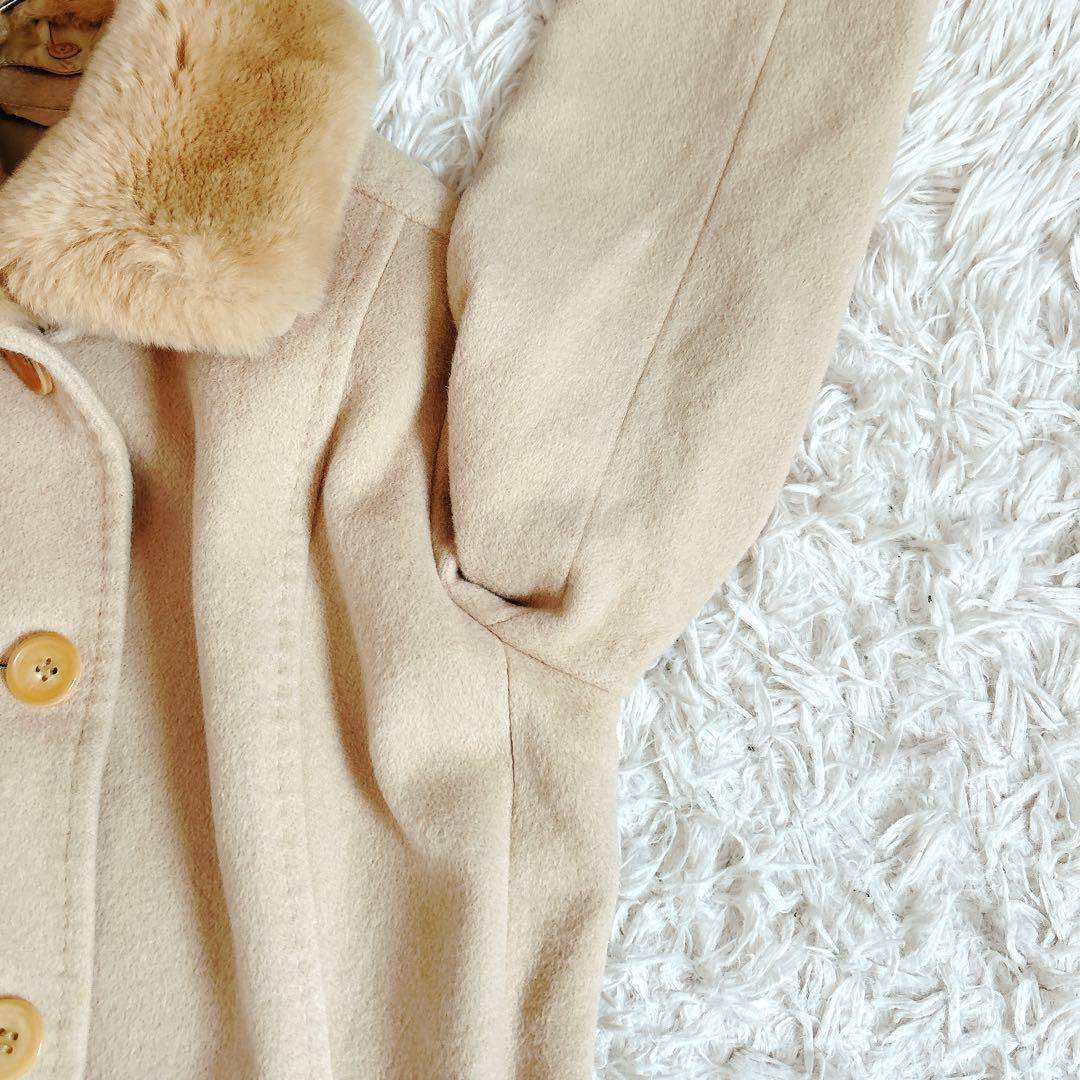 バーバリーロンドン⁂ロングコート　アンゴラ混　ラビットファー　ベージュ　M