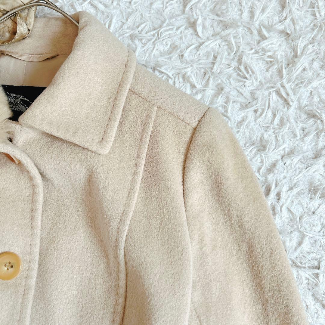 バーバリーロンドン⁂ロングコート　アンゴラ混　ラビットファー　ベージュ　M