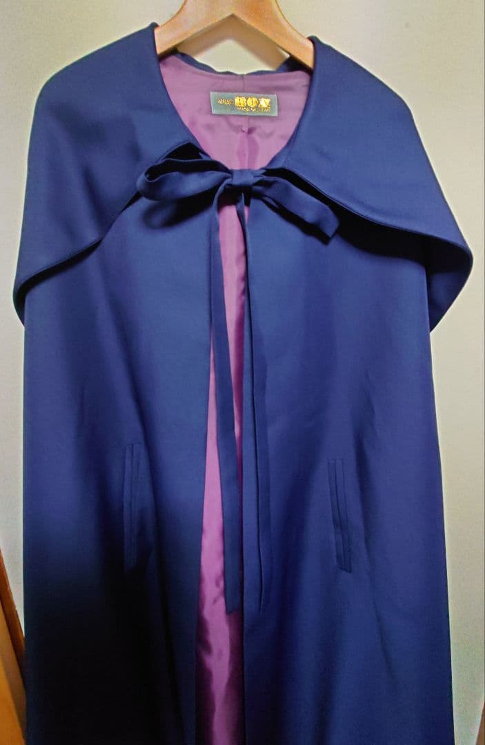 ATELIER BOZ フードロングマント ネイビー×パープル 美品