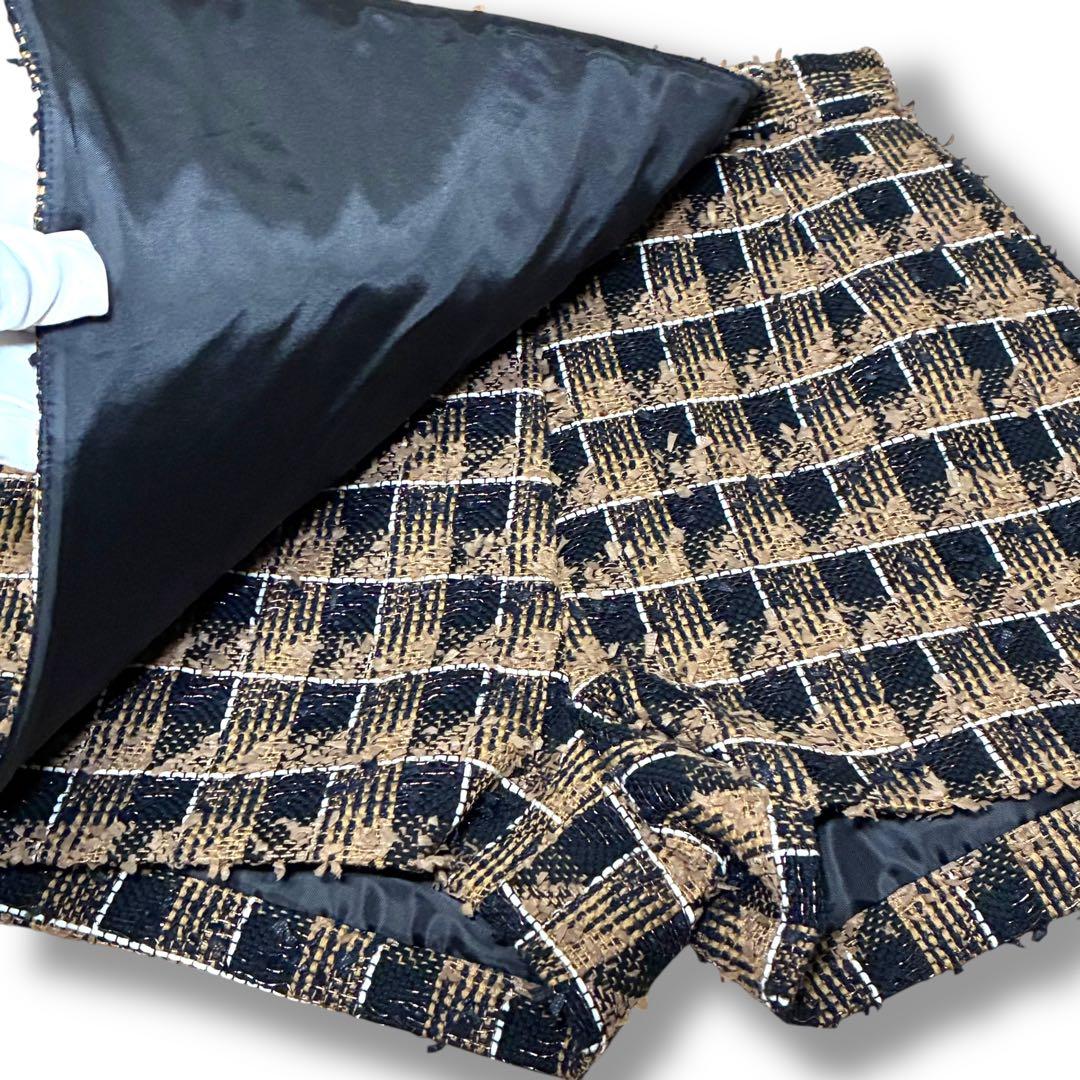 【shéller】check tweed wrap culottes Sサイズ