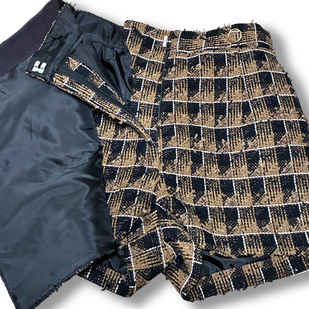 【shéller】check tweed wrap culottes Sサイズ