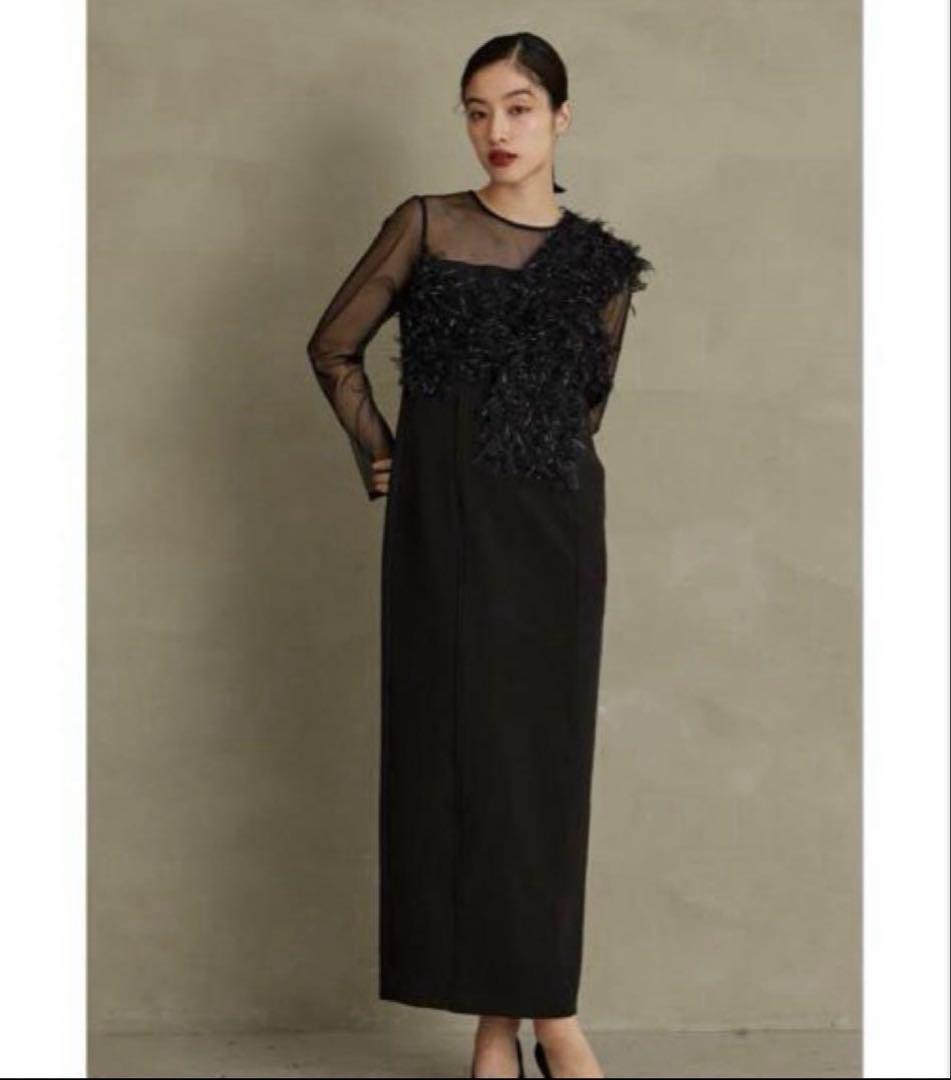 【美品】ANDRESD fringe glitter knot dress