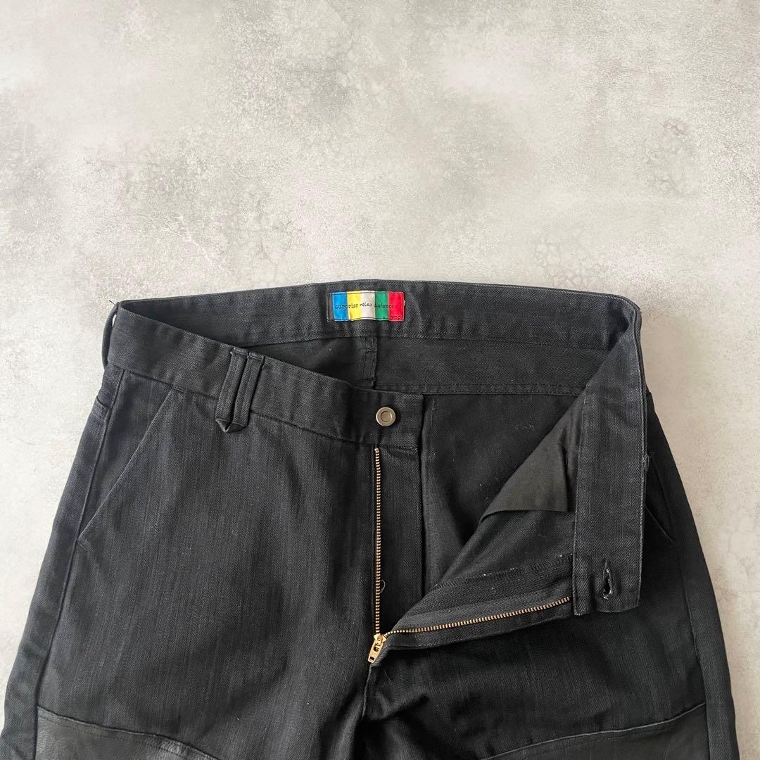 VOO レザー ドッキング パンツ ヴォー 日本製 異素材切替 ブラック