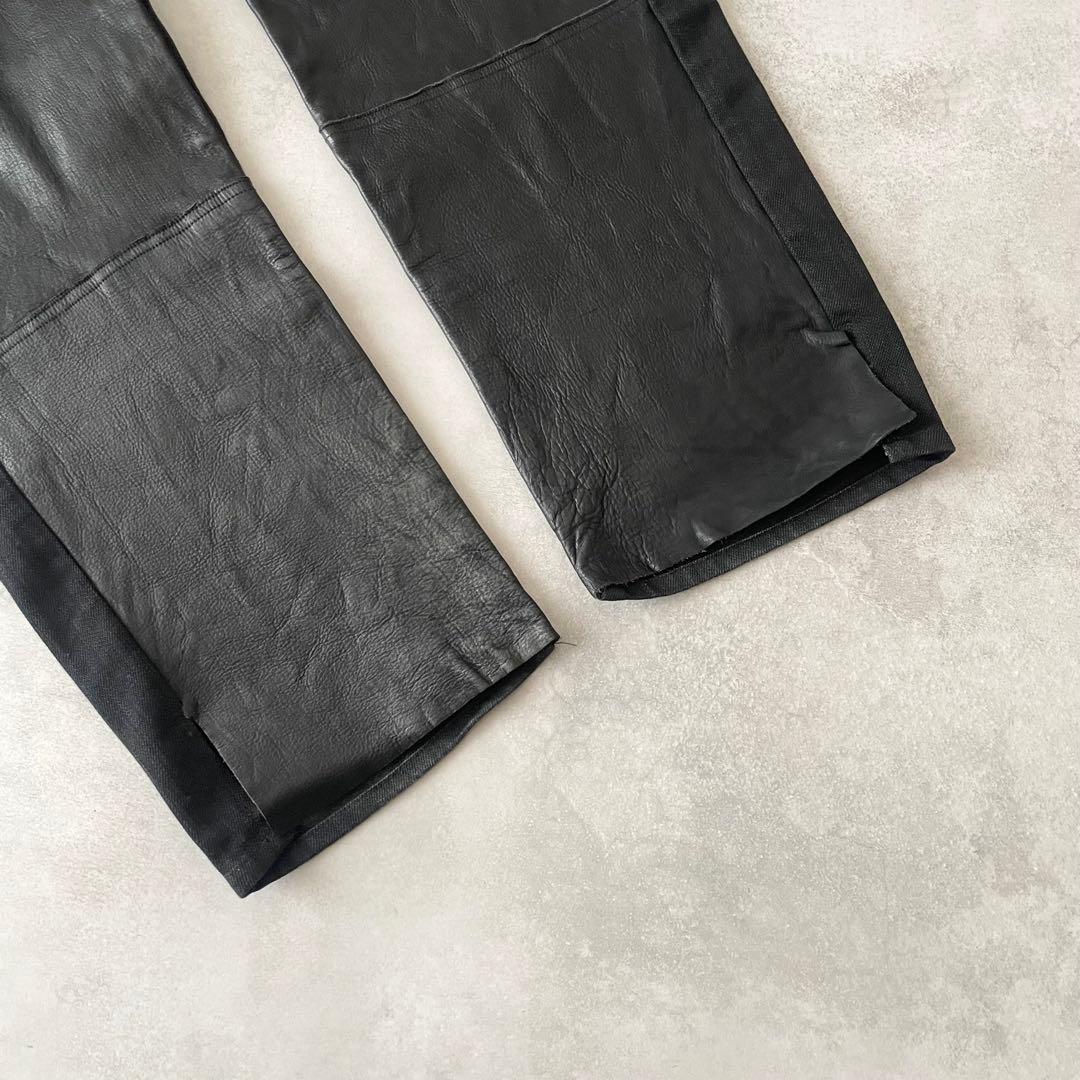 VOO レザー ドッキング パンツ ヴォー 日本製 異素材切替 ブラック