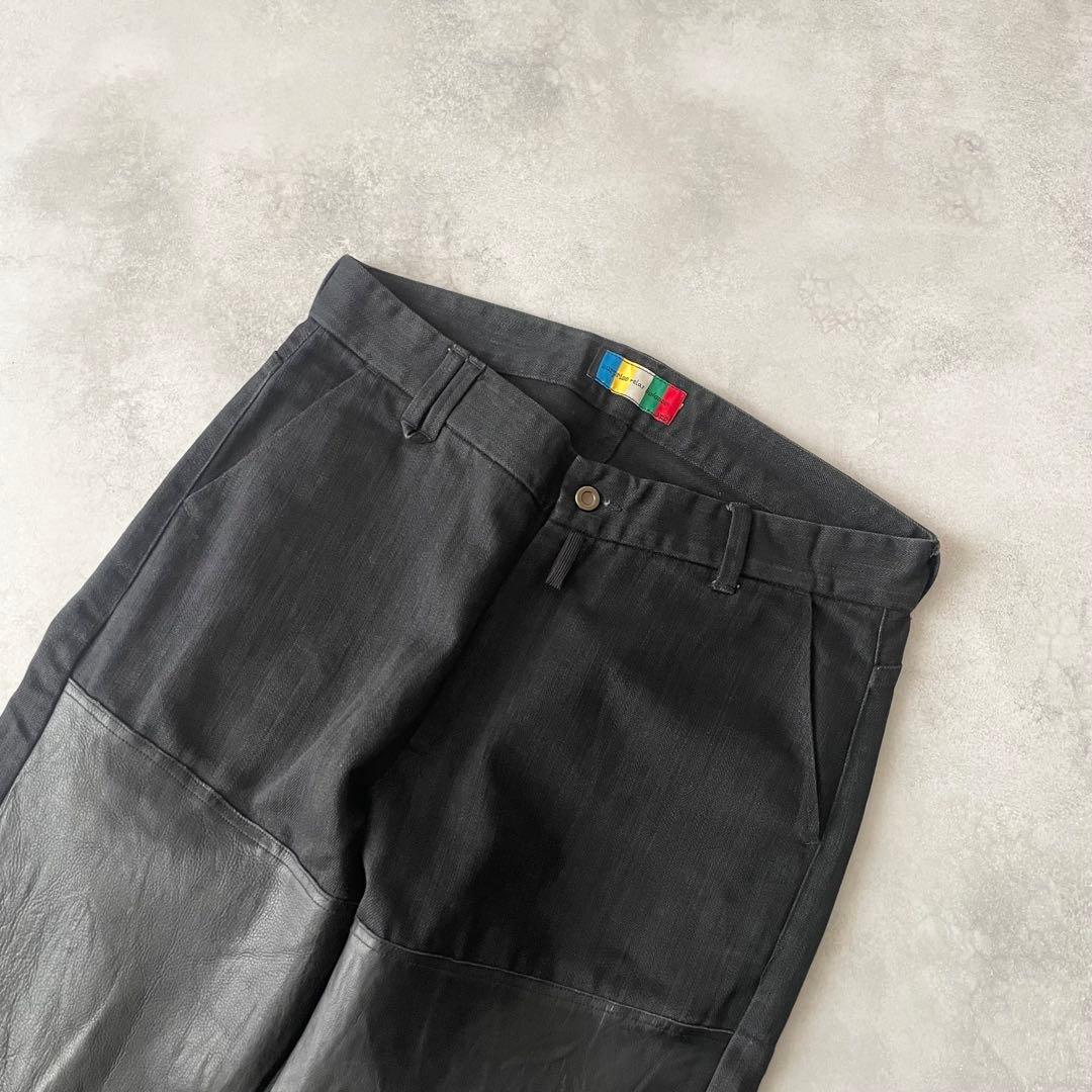 VOO レザー ドッキング パンツ ヴォー 日本製 異素材切替 ブラック