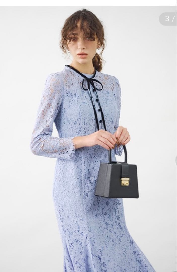 CELFORD ボウタイ付きレースマーメイドワンピース