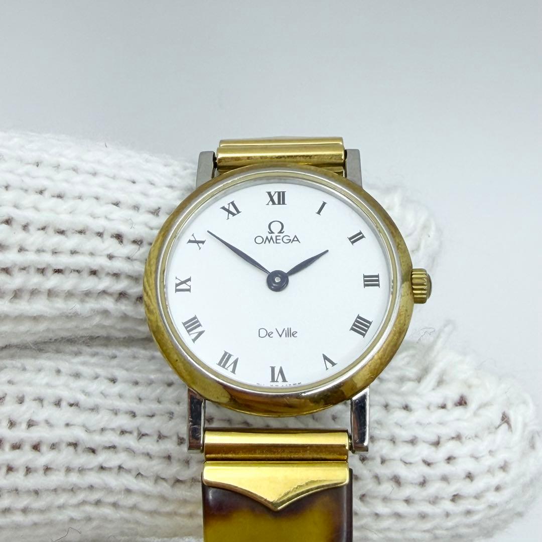 【稼働 新品電池】オメガ デヴィル べっ甲 レディース 腕