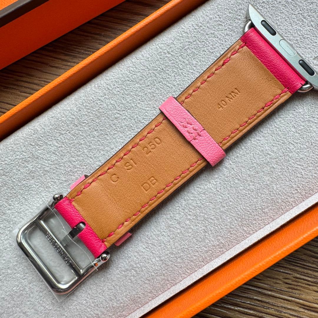 2467 未使用　Apple Watch エルメス　ローズ　ボルドー　レザー