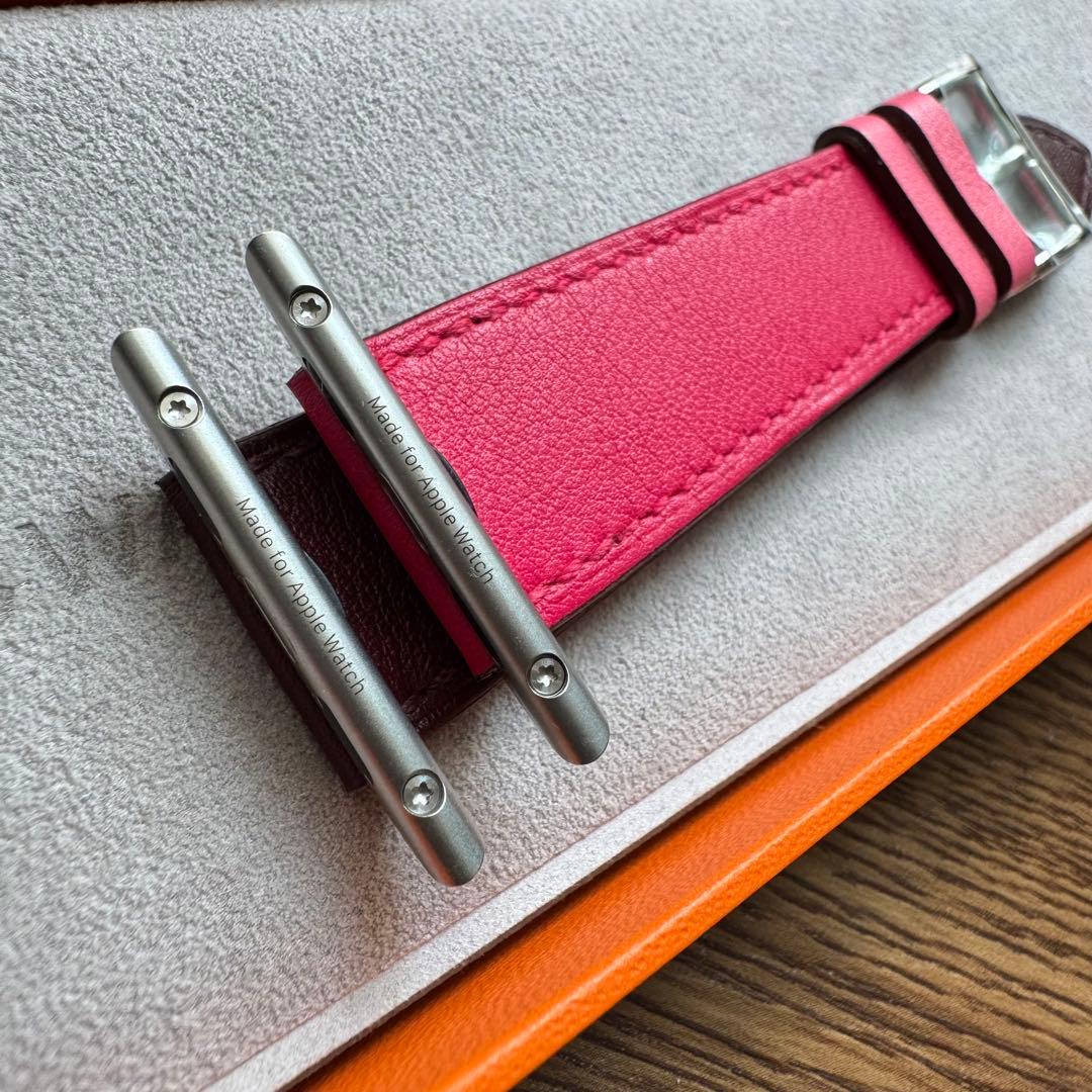 2467 未使用　Apple Watch エルメス　ローズ　ボルドー　レザー
