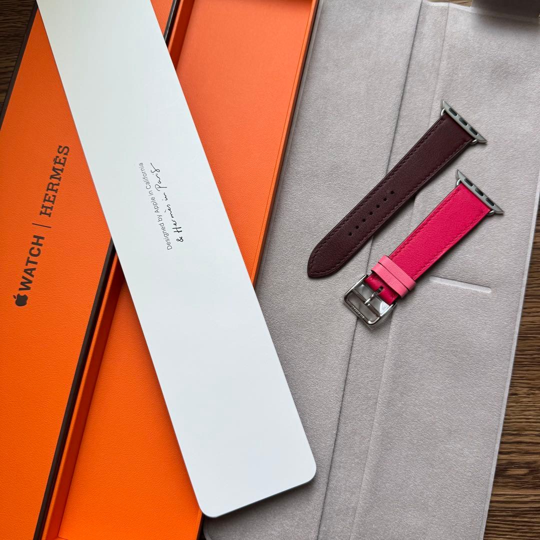 2467 未使用　Apple Watch エルメス　ローズ　ボルドー　レザー