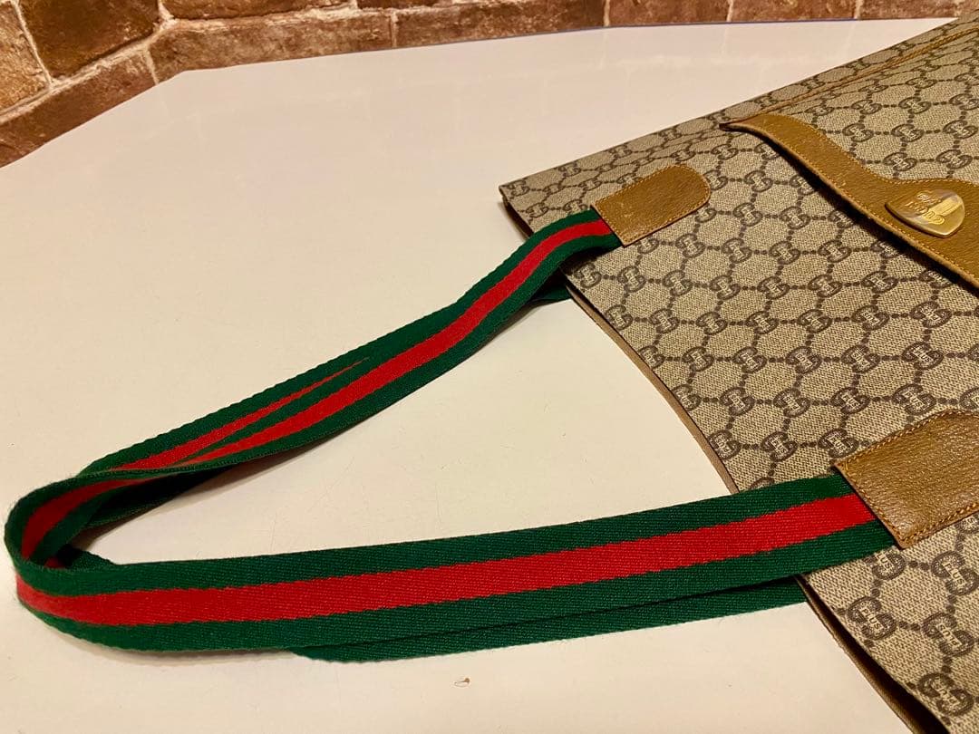 可愛い❗️GUCCIトートバッグ　GGPLUS シェリーライン　オールドグッチ