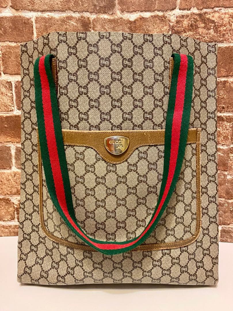 可愛い❗️GUCCIトートバッグ　GGPLUS シェリーライン　オールドグッチ