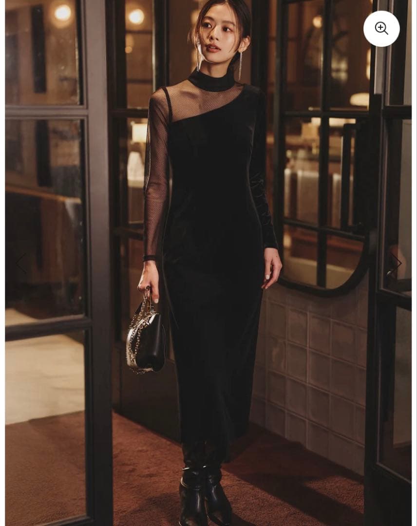 2025aw anuans シアーコンビタイトワンピース