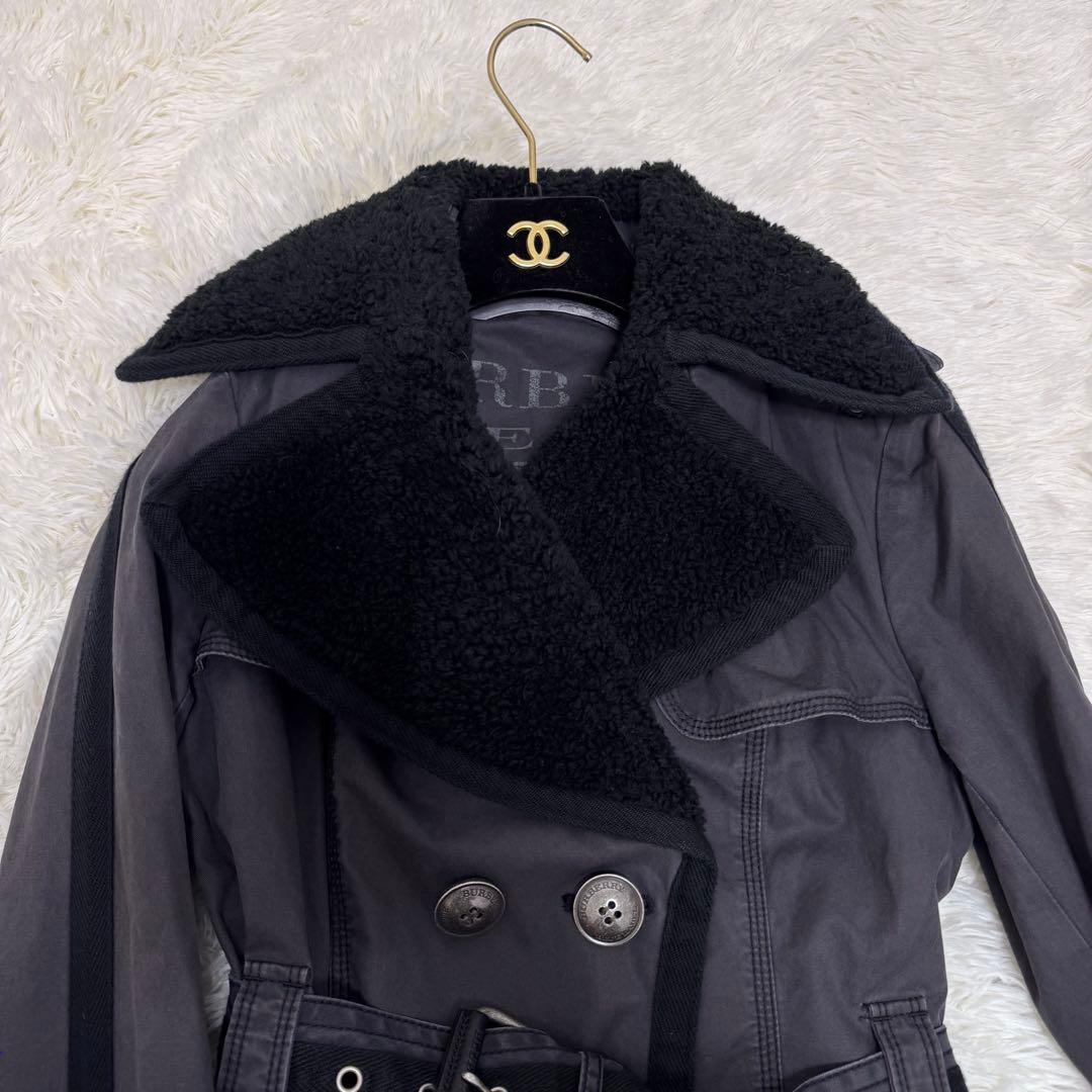 【極美品✴︎】バーバリーブルーレーベル ナポレオンコート ボア グレー Mサイズ