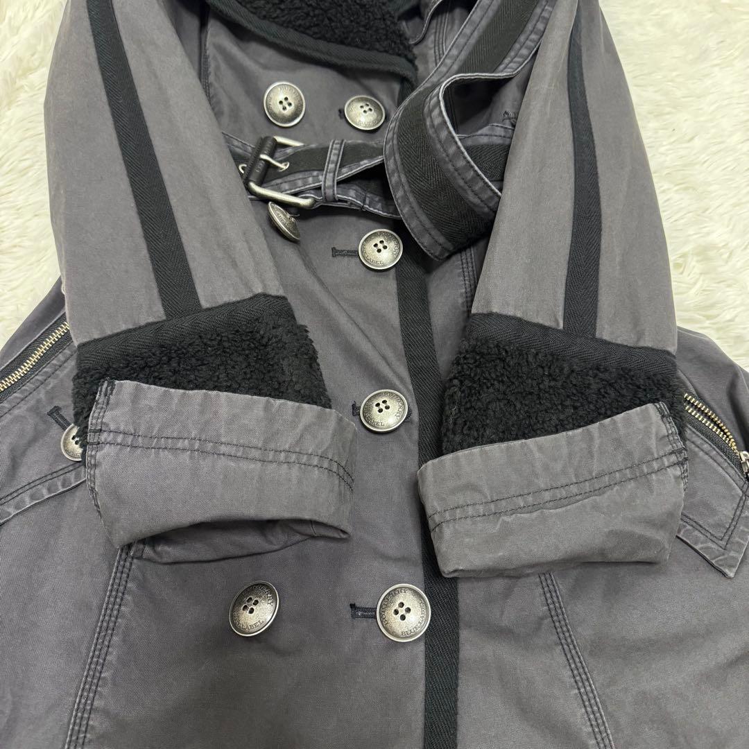 【極美品✴︎】バーバリーブルーレーベル ナポレオンコート ボア グレー Mサイズ