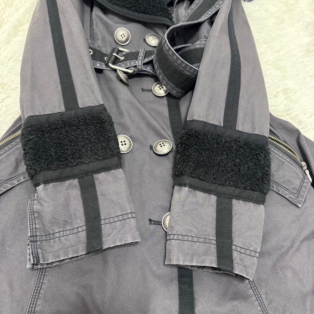 【極美品✴︎】バーバリーブルーレーベル ナポレオンコート ボア グレー Mサイズ