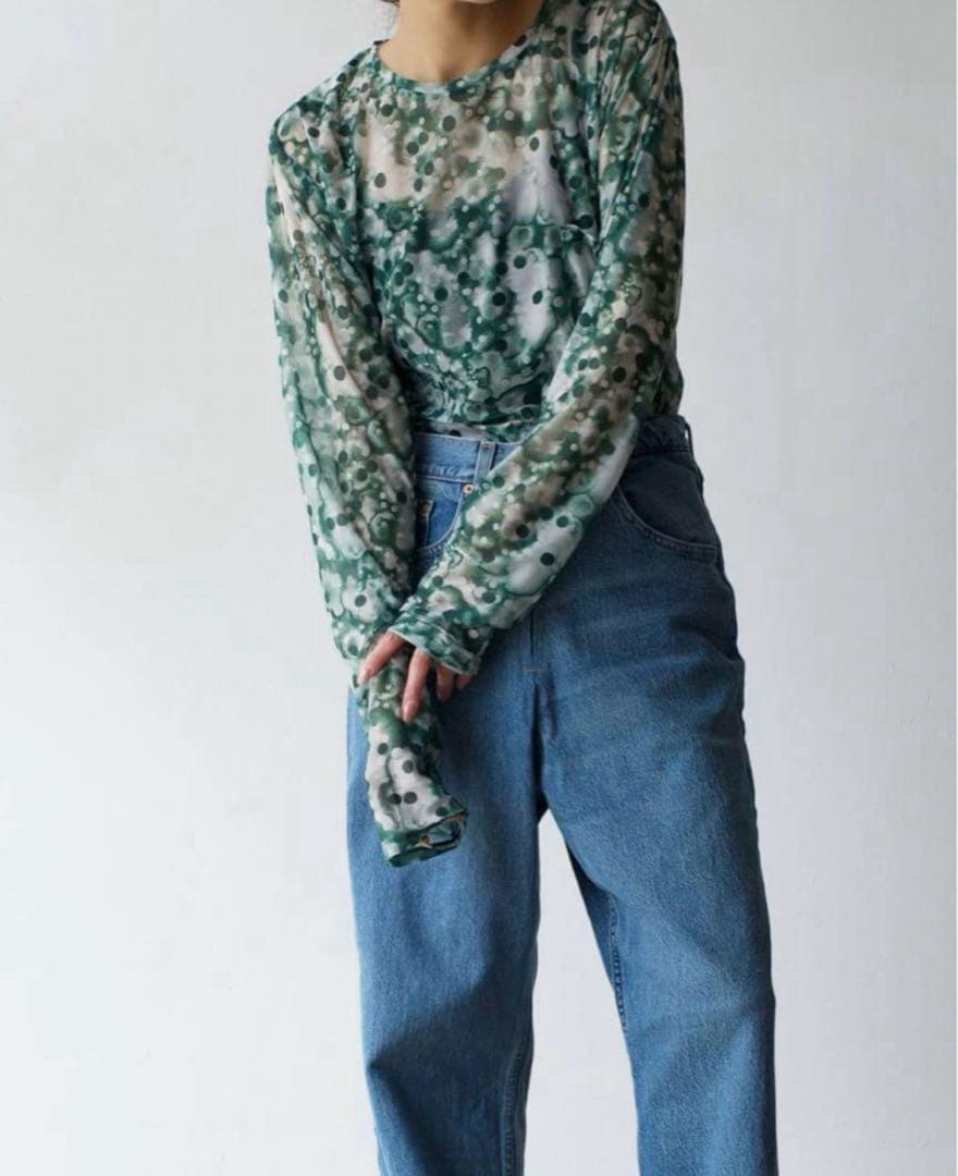 新品・fumie tanaka sheer print long tee シアー