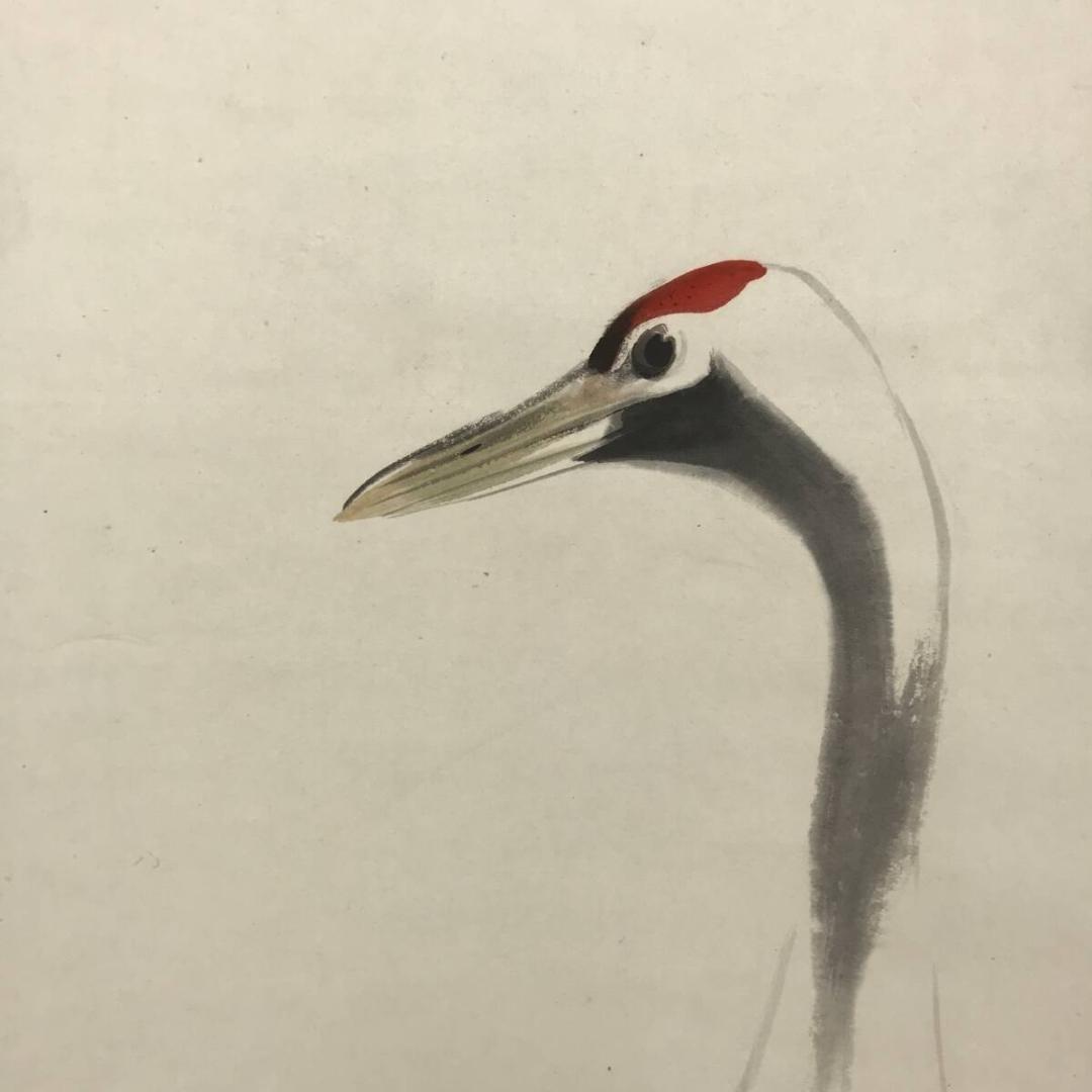 真作/大島祥丘/鶴図/祝掛軸/正月掛軸/掛軸/名家伝来/AK-354