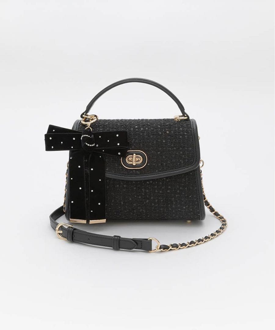 randa 2WAY リボンチャームハンドバッグ ブラック 完売品