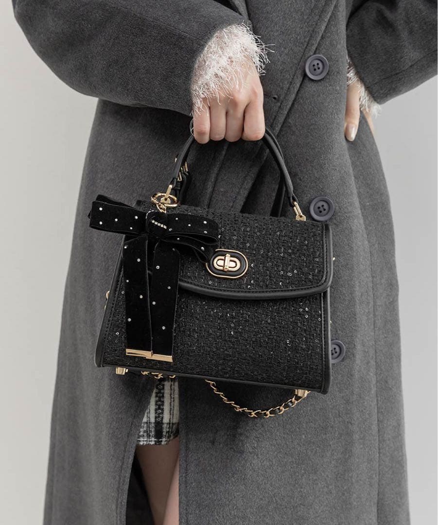 randa 2WAY リボンチャームハンドバッグ ブラック 完売品