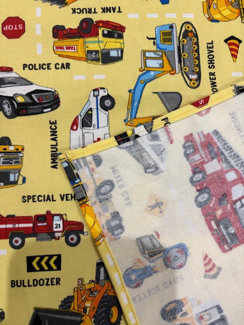 働く車×働く車　ハンドメイド　レッスンバッグ　男の子　入園入学準備　5点セット