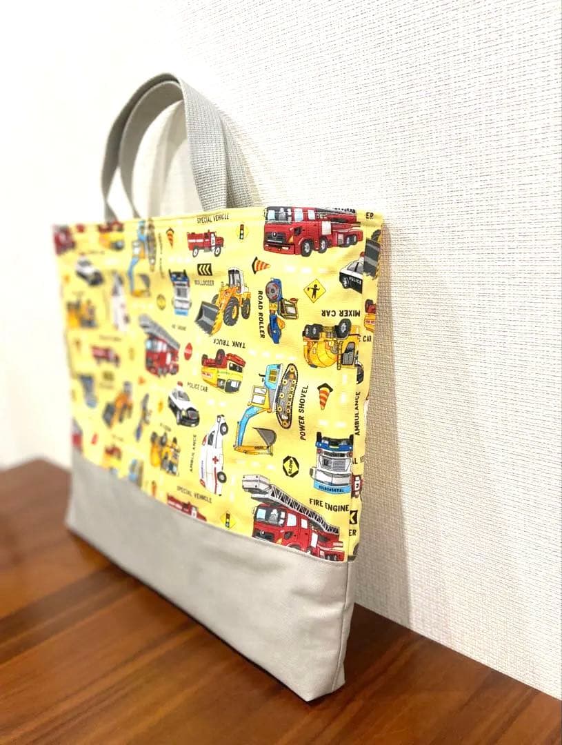 働く車×働く車　ハンドメイド　レッスンバッグ　男の子　入園入学準備　5点セット