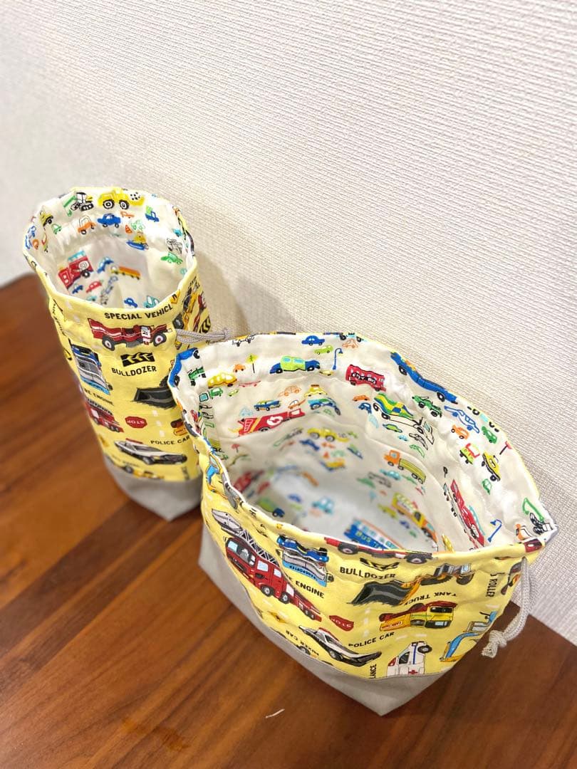 働く車×働く車　ハンドメイド　レッスンバッグ　男の子　入園入学準備　5点セット