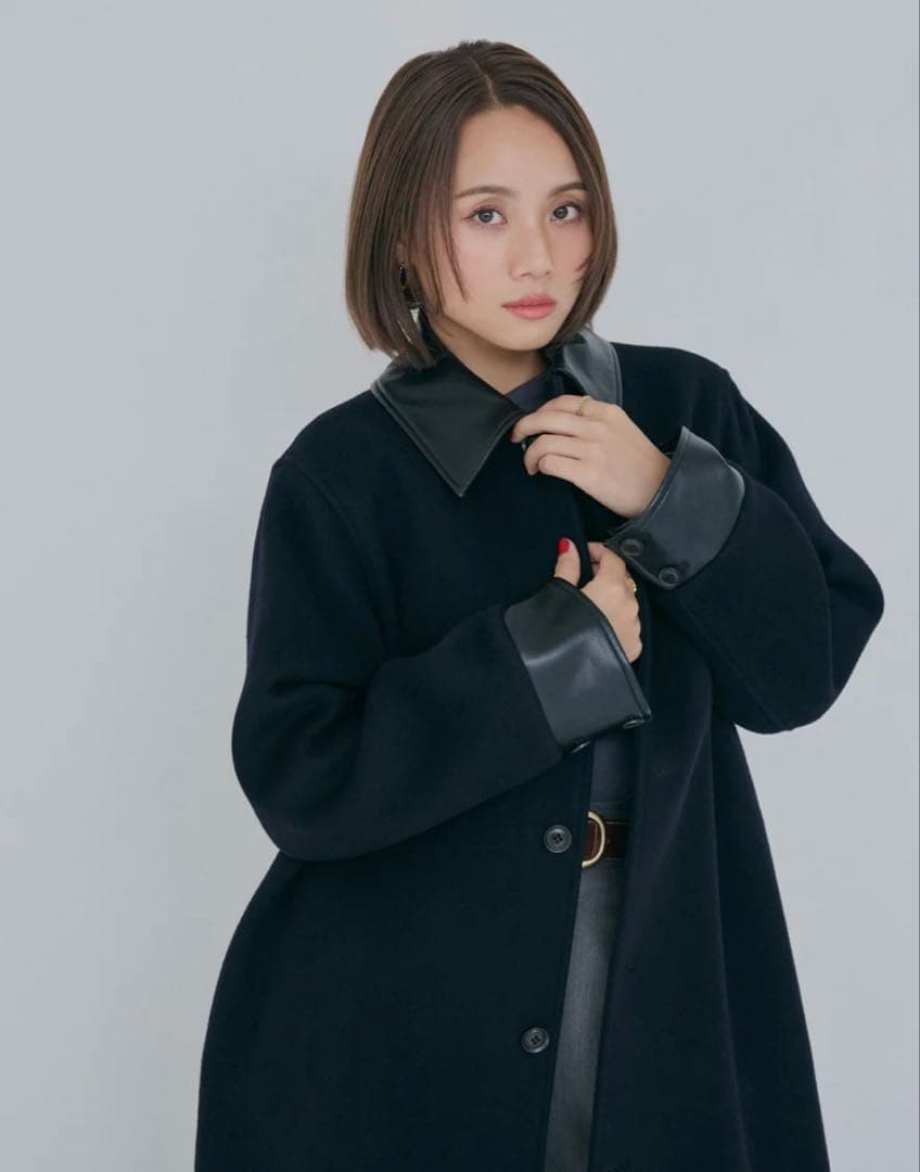 SeaRoomlynn レザーcollarウールコートM