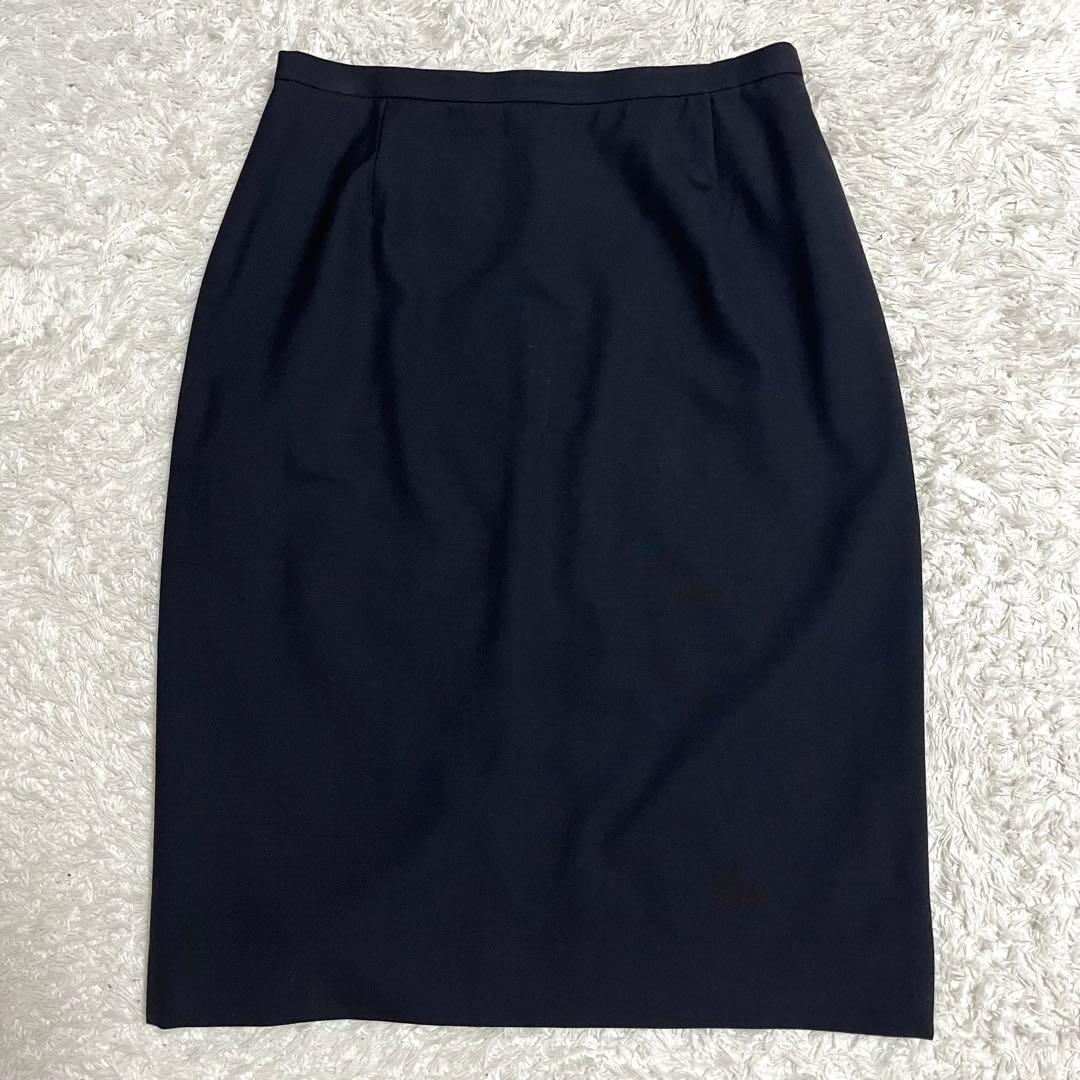 バーバリーロンドン スカートスーツ カシミヤ 42号 濃紺 大きめ