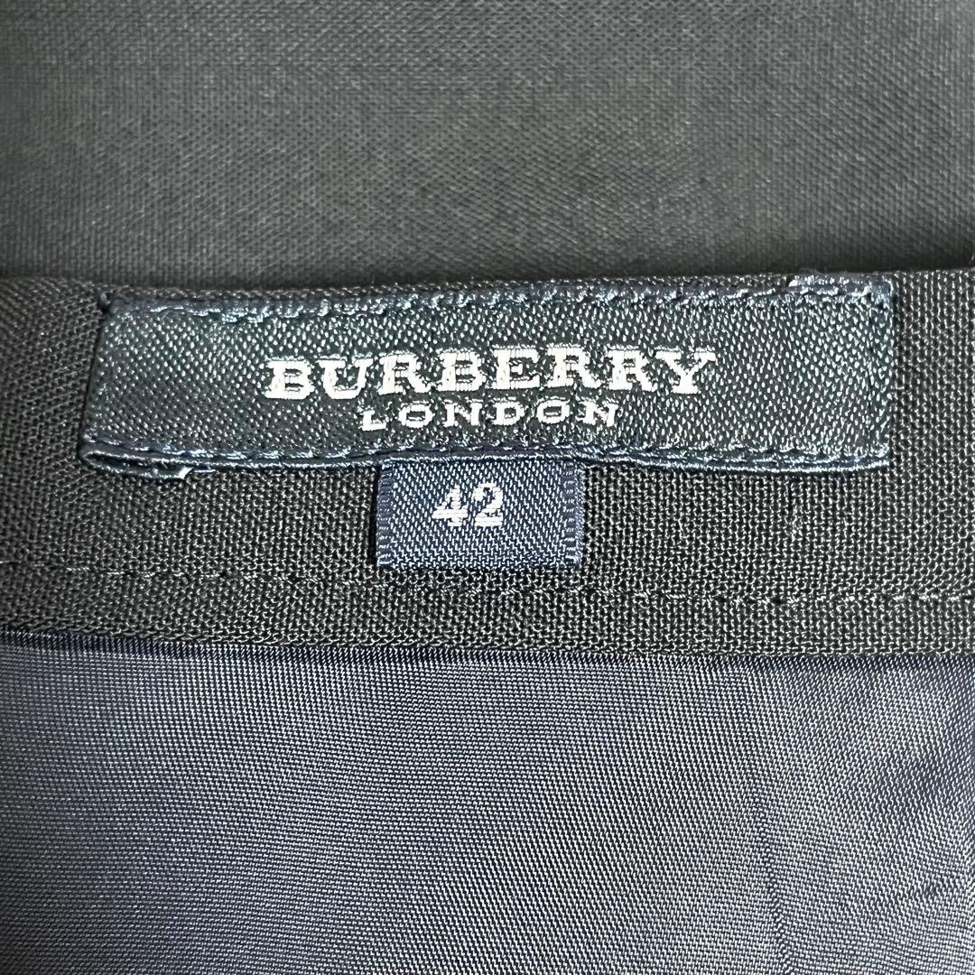 バーバリーロンドン スカートスーツ カシミヤ 42号 濃紺 大きめ