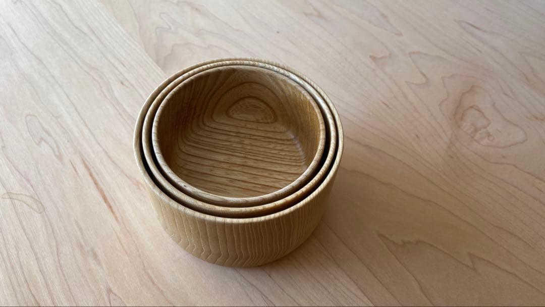 VIVAHDE 山のうつわ　木製スタッキングボウル 3個セット