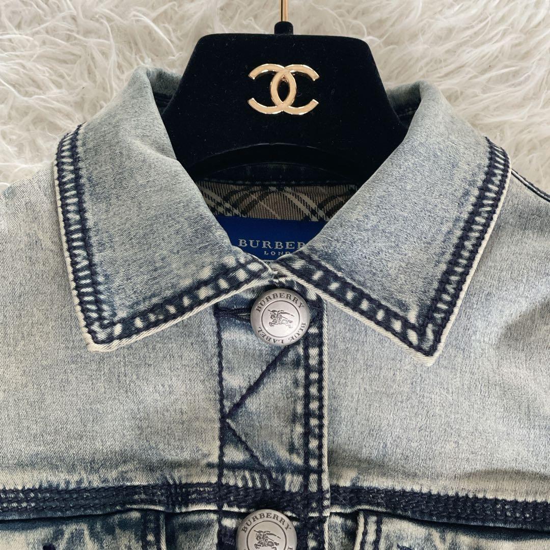 希少✨【バーバリーブルーレーベル】ホースロゴ刺繍デニムジャケット ノバチェック