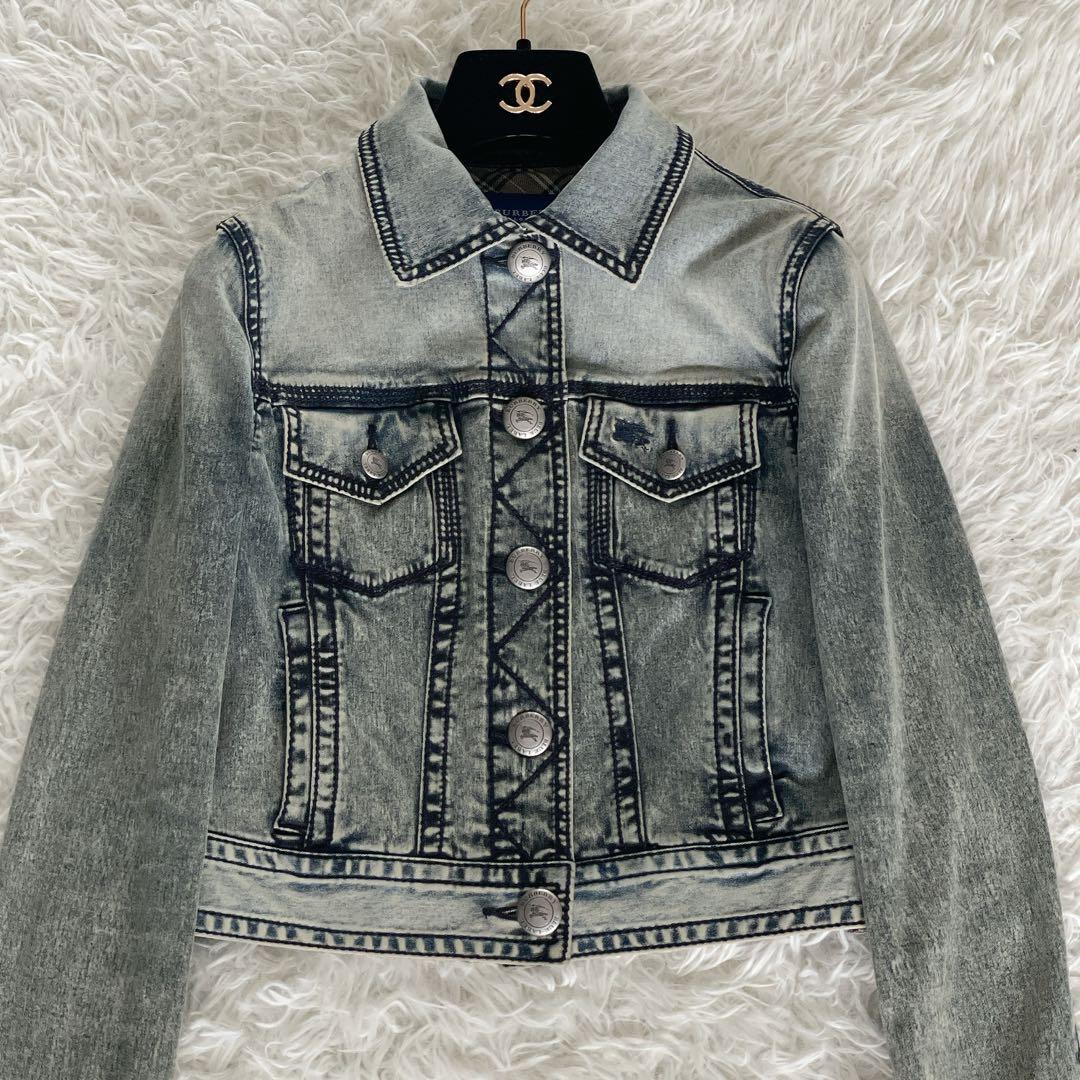 希少✨【バーバリーブルーレーベル】ホースロゴ刺繍デニムジャケット ノバチェック