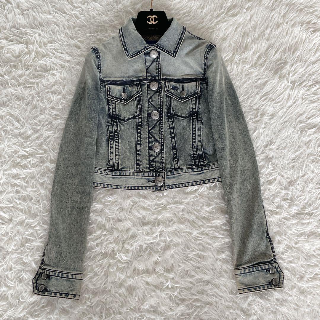 希少✨【バーバリーブルーレーベル】ホースロゴ刺繍デニムジャケット ノバチェック