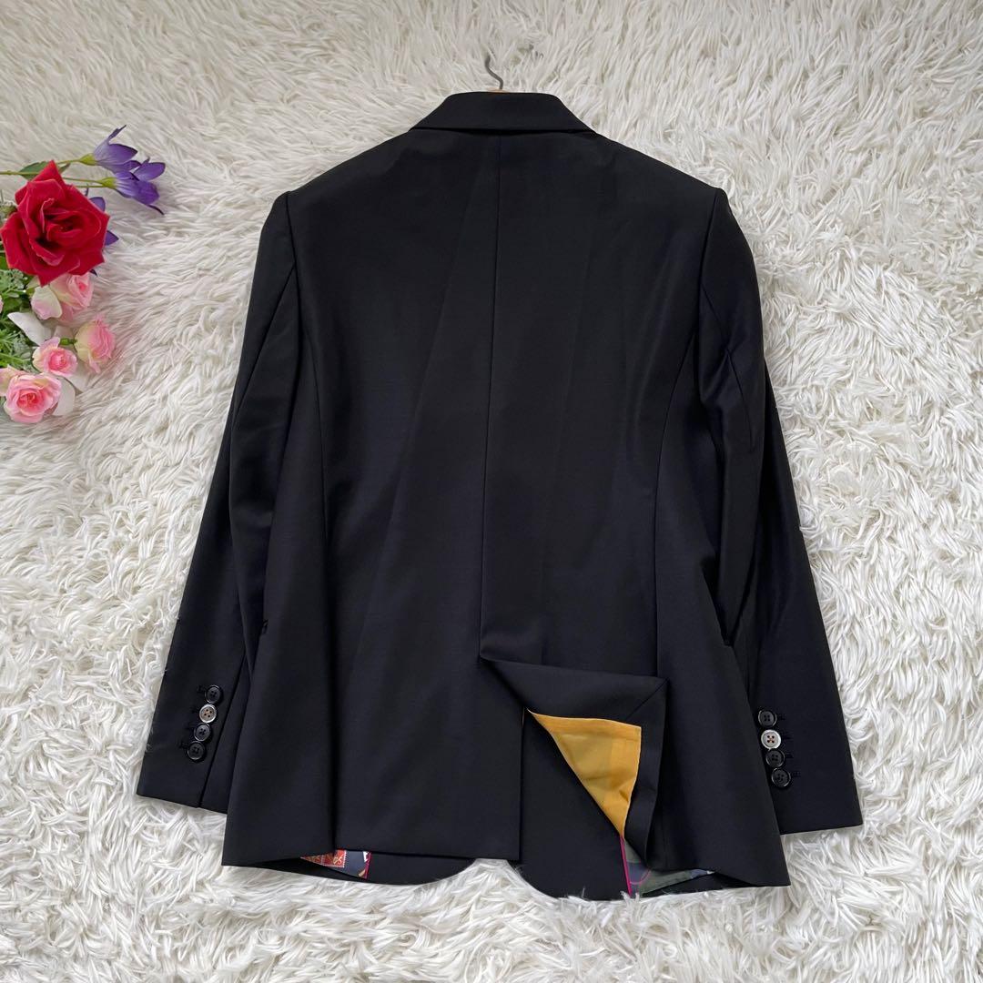 PS Paul Smith ブラックスカートスーツセットアップ上下裏地総柄