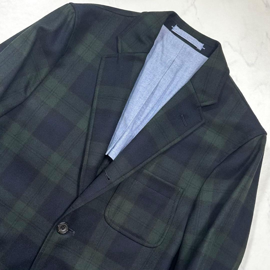 未使用級◎百名品 BEAMS＋ フランネル3ボタンジャケット ブラックウォッチS