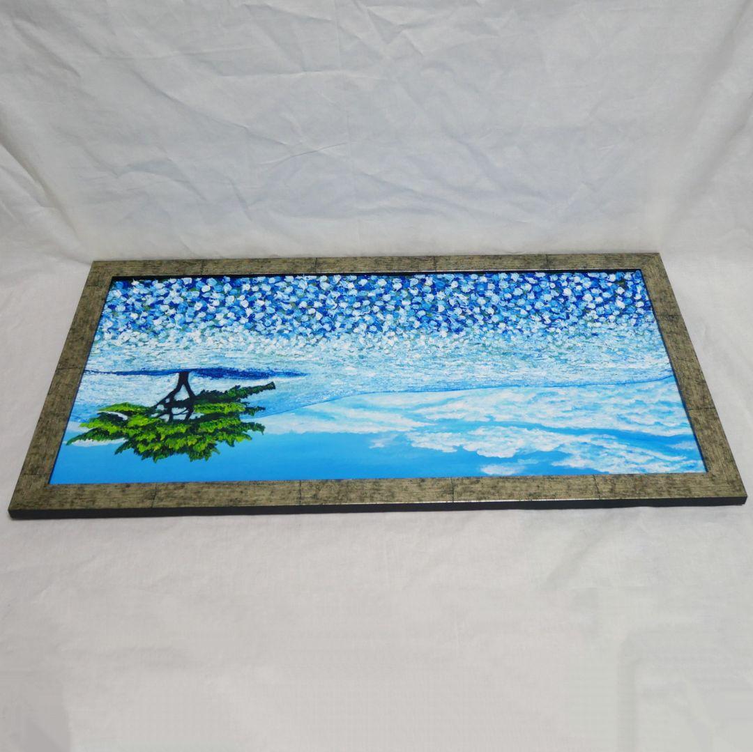 油絵 油彩 油彩画 絵 絵画【青いネモフィラの丘】