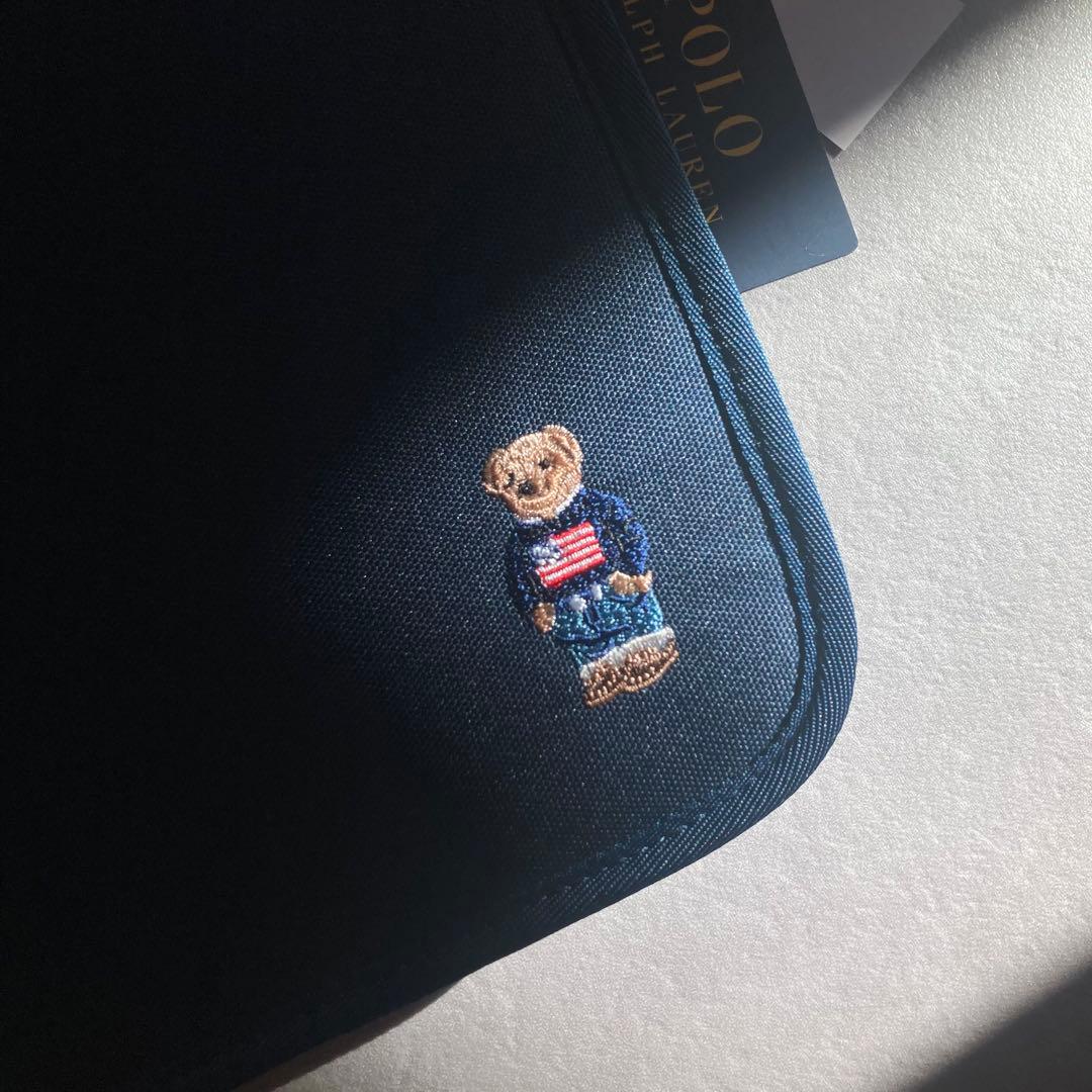 【新品未使用タグ付き】POLO ポロベア 刺繍 星条旗 ネイビー 母子手帳ケース